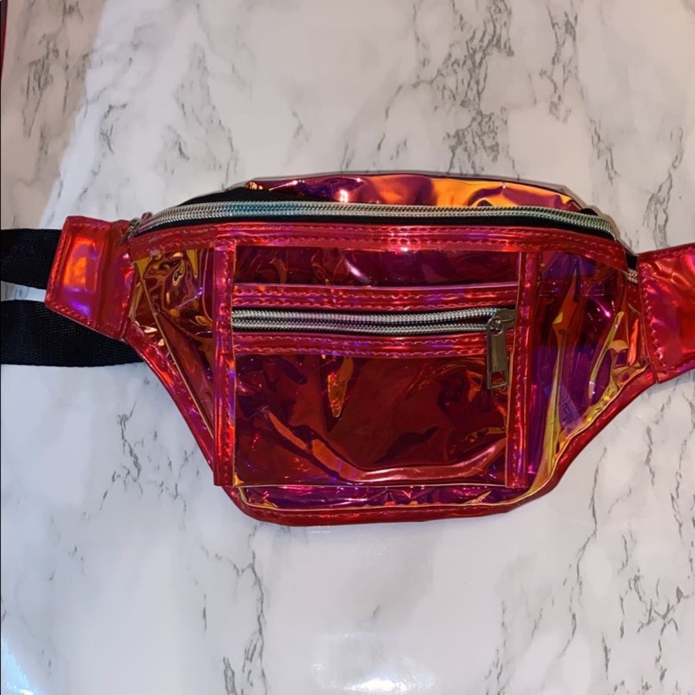 Pink holographic fanny pack